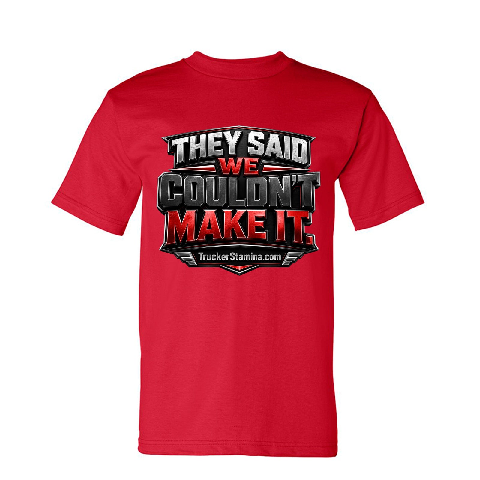 WE MADE OUR OWN LANE TEE — red front