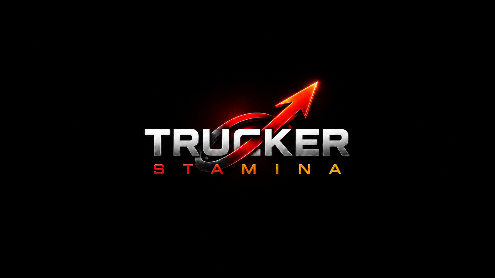 Trucker Stamina metallic logo and rising red road arrow