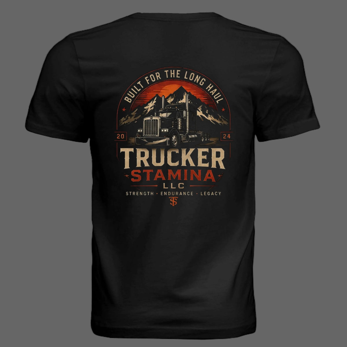 Trucker Stamina Legacy Tee — black triblend, back view