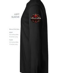 American-Made Trucker Stamina Long Sleeve — black, left sleeve detail