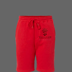 Trucker Stamina Off-Duty Fleece Shorts — red, front view