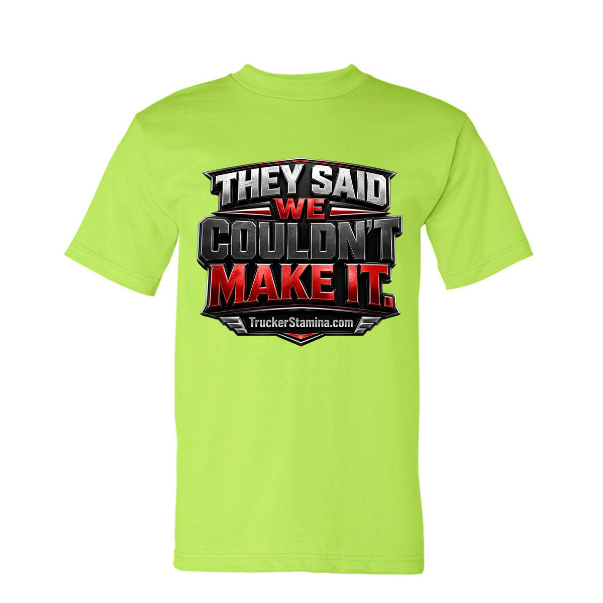 WE MADE OUR OWN LANE TEE — lime green front