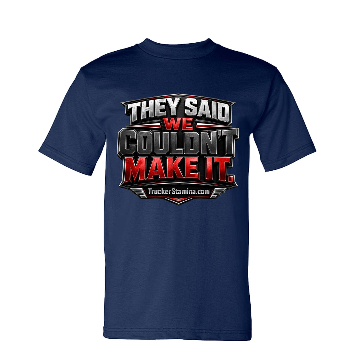 WE MADE OUR OWN LANE TEE — navy front