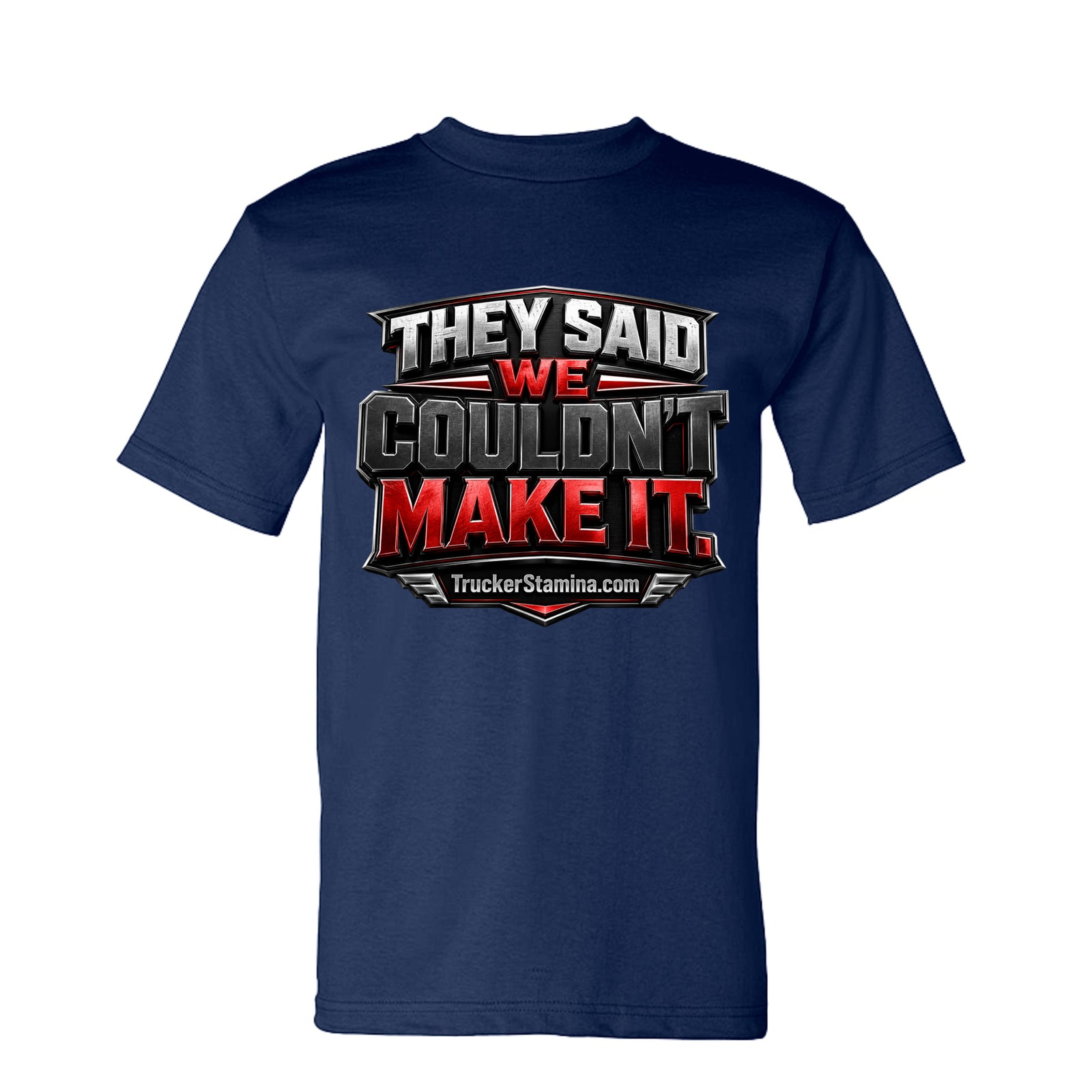 WE MADE OUR OWN LANE TEE — navy front