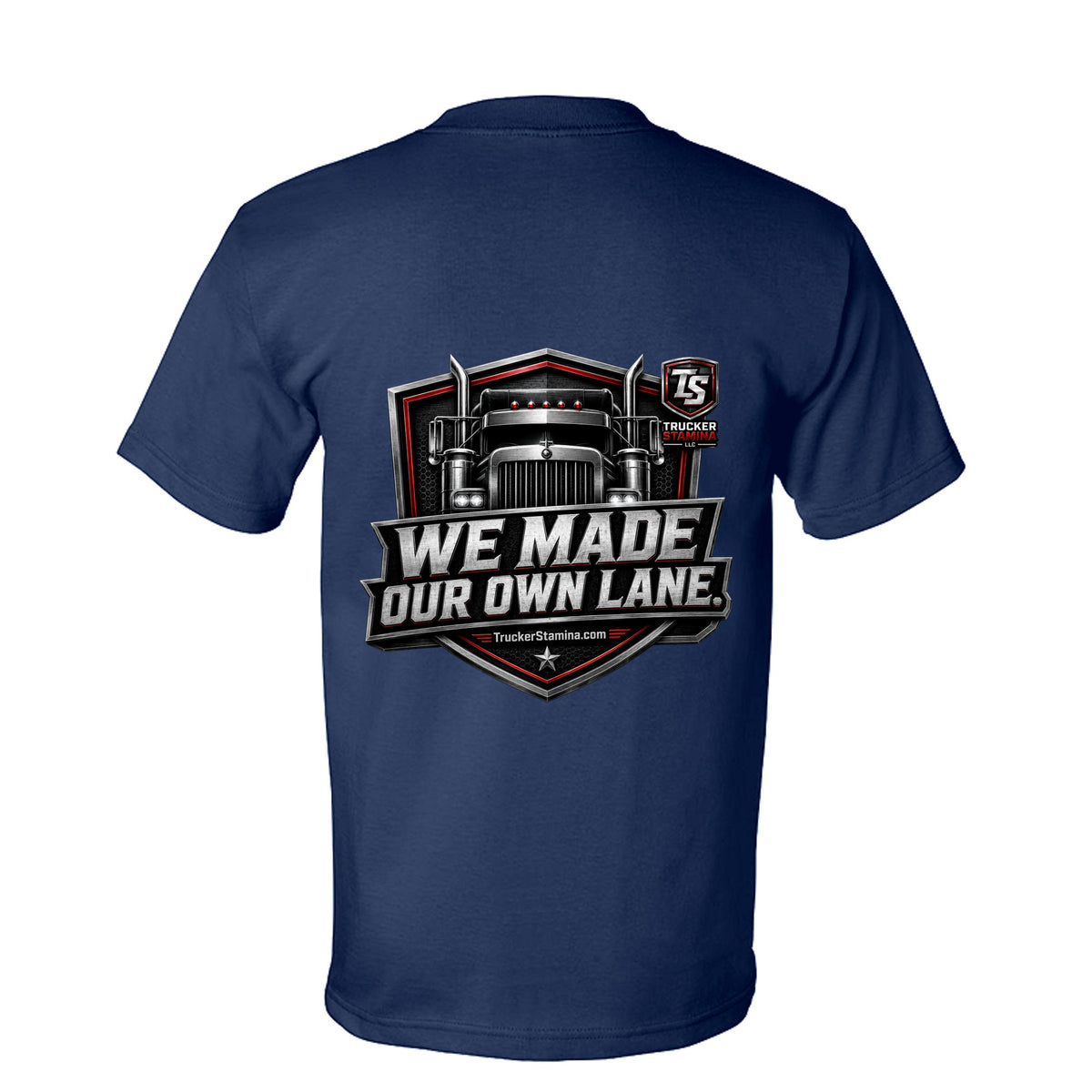 WE MADE OUR OWN LANE TEE — navy back