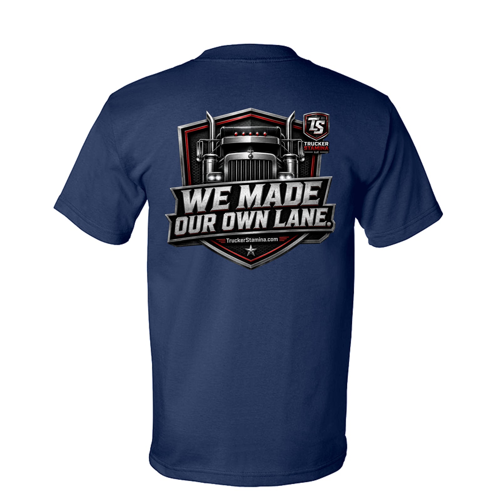 WE MADE OUR OWN LANE TEE — navy back