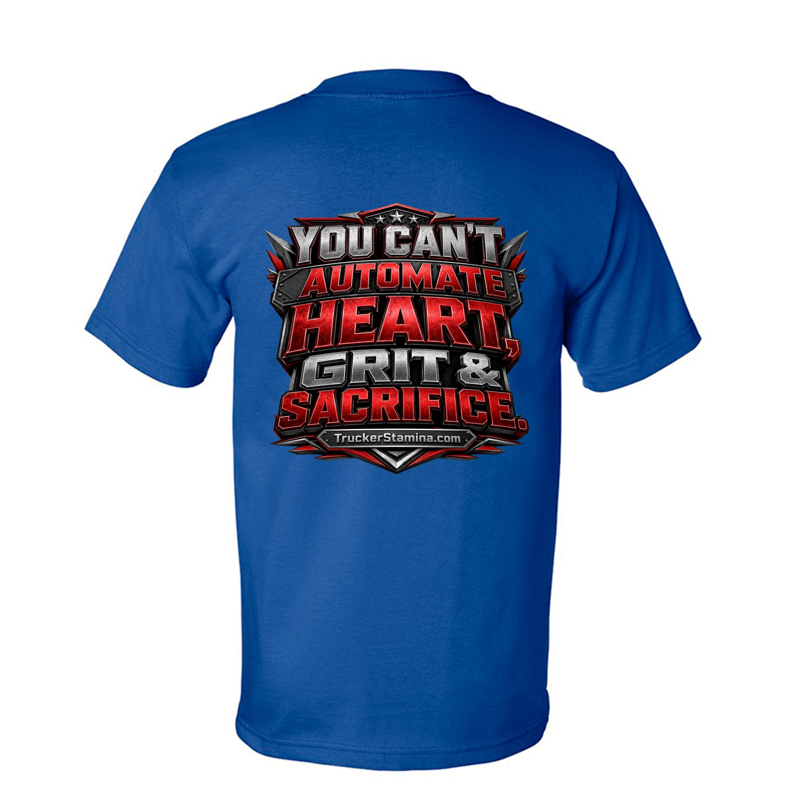 HEART, GRIT & SACRIFICE TEE — royal back