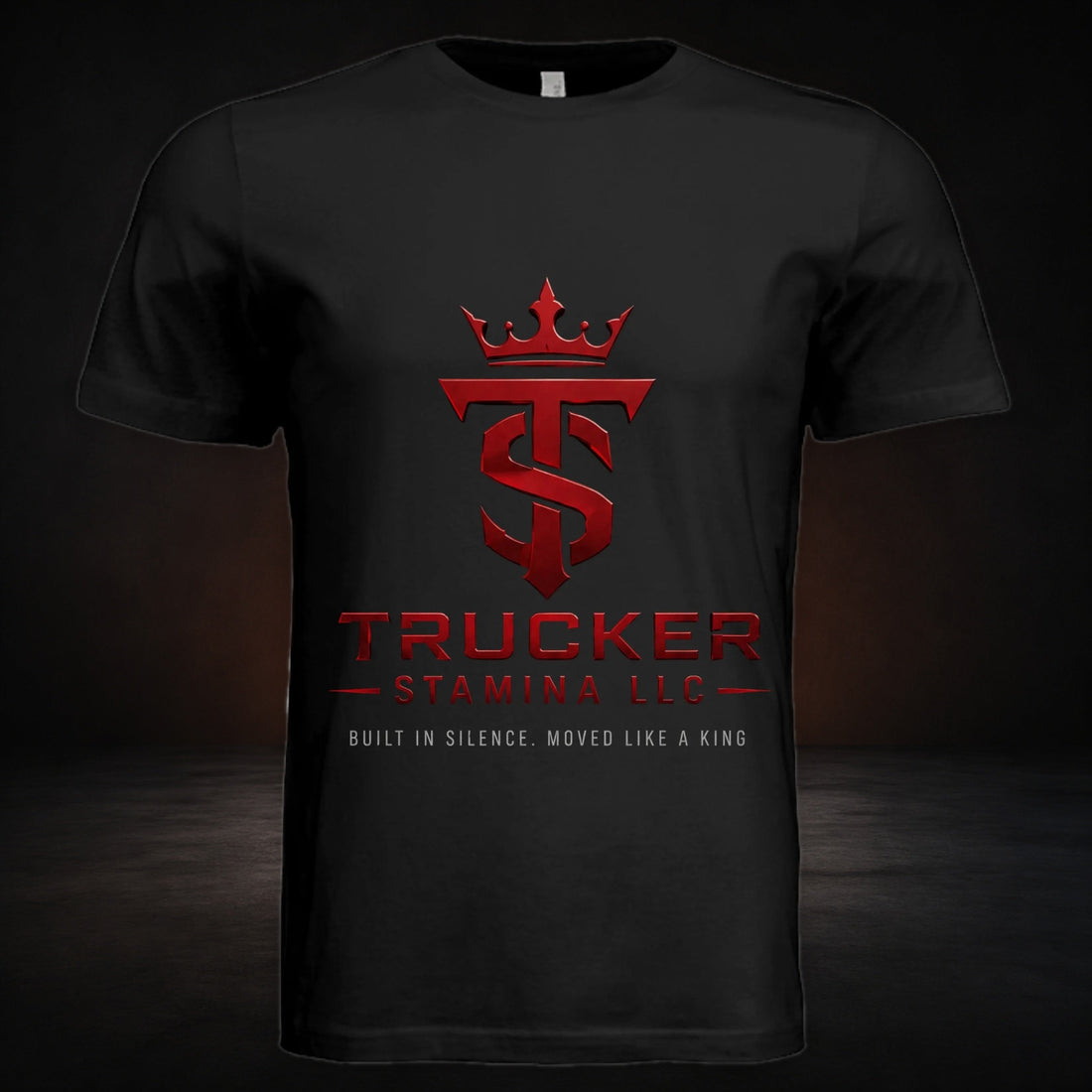 Trucker Stamina Legacy Tee on a premium charcoal studio background