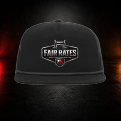 Fair Rates Trucker Snapback on a premium charcoal studio background